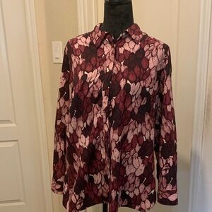 Talbots Women's Blouse in Burgundy and Pink